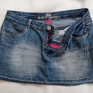 Almost Famous Distressed Jean Raw Hem Skirt Y2K Size 11 Juniors